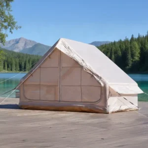 Custom Logo Luxury Portable Inflatable Camping Tent 4 6 Person Waterproof Airbeam with Cotton Oxford Fabric for Outdoor Glamping