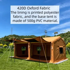 Custom Logo Outdoor Luxury 24 Four Season Portable Waterproof Inflatable Glamping Tent 420D Oxford Fabric Easy Setup Travel