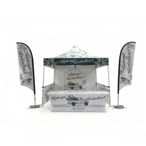 Custom Logo Outdoor Trade Show Tent, Heavy-Duty Aluminum Folding 3×3 Gazebo with Side Cover