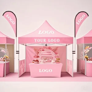 Custom Logo Oxford Movable Outdoor Exhibition Trade Show Tent Double-Layer Pop-Up Folding Rooftop Tent