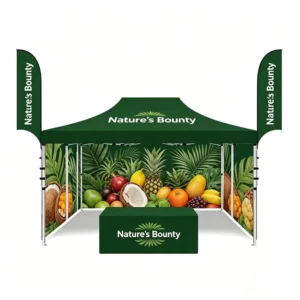 Custom Logo Printed 10×10 ft Outdoor Tent Portable and Foldable Trade Show Canopy with Events Feature