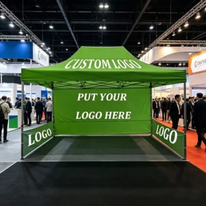 Custom Logo Printed Green 10×10 Steel Canopy Tent