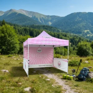 Custom Logo Printed Pink 40mm Aluminum Stand 3×3 Trade Show Tent