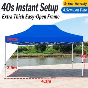 Custom Logo Printed Pop up Gazebo 3×4.5m Dye Sublimation Trade Show Tent Event Canopy