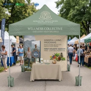 Custom Logo Waterproof Pop-Up Canopy Tent with Frame for Outdoor Event Display