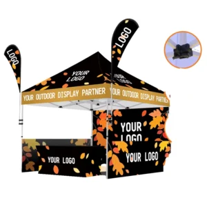 Custom Logo pop up Canopy Tent 10x10ft Outdoor Advertising Trade Show Tent with Side Walls Full Color Printing