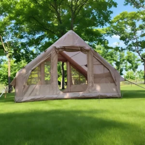 Custom LogoHigh Quality Classic-Style One-Bedroom Four-Season Khaki Oxford Outdoor Camping Inflatable Tent Double Doors >3000mm