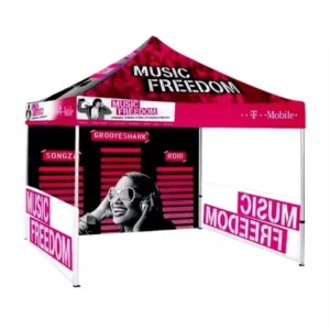 Custom Made Pink Logo Print Trade Show Tent Outdoor Folding Pop-up Canopy