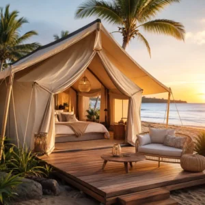 Custom Modular Safari Glamping Tent Optional Bathroom Panoramic Opening Outdoor Luxury Resort Tent