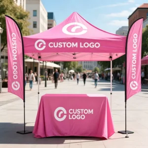 Custom Outdoor 10×10 Pop Out Canopy Tent for Trade Show and Exhibition, Pink