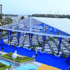 Custom Outdoor Transparent PVC Canopy Tent Prefabricated Herringbone Roof Tent for Banquets Events Aluminum Alloy