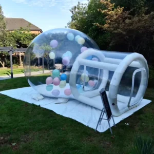 Custom PVC Transparent Inflatable Globe Bubble House Tent with Single Tunnel for Outdoor Parties
