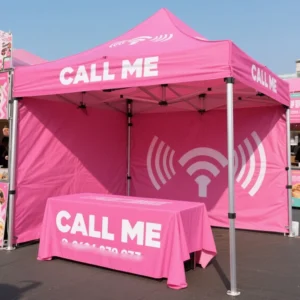 Custom Pop up Outdoor Sublimated Pink Square Canopy Tent for Events Easily Assembled Aluminium Frame