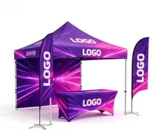 Custom Print Eco-Friendly Waterproof Aluminum Oxford Single Hexagon Indoor/Outdoor Portable Foldable 4 Person