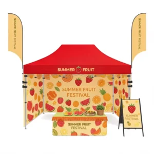 Custom Printed 10×10 Advertising Pop-Up Display Marquee Gazebo Canopy for Trade Shows and Beach Events