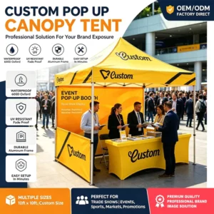 Custom Printed 10x10ft Waterproof Folding Pop-up Canopy Tent for Outdoor Trade Shows and Exhibitions