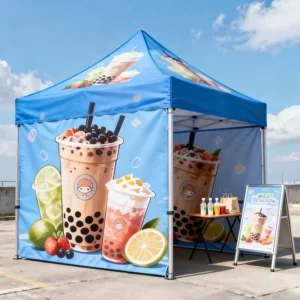 Custom Printed Bubble Tea Vendor Booth 10×10 10×15 10×20 Event Tent Outdoor Street Food Advertising Canopy Tent