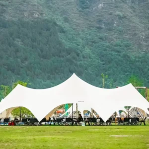 Custom Printed Four Season Outdoor Canopy Tent One Peaked 210D Oxford Fabric Automatic Opening Waterproof Two Bedrooms
