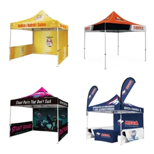 Custom Printed Heavy-Duty Water-Repellent 10x10ft Pop-Up Canopy Tent with Aluminum Alloy Frame and Full Surround Side Curtains for Trade