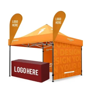 Custom Printed Logo Outdoor Aluminum Trade Show Tent Exhibition Event Marquee Gazebos Canopy Pop up Tents with Flag Tablecover