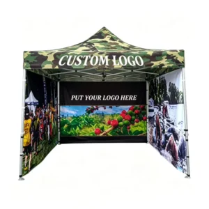 Custom Printed Marquee Pop-Up Canopy 3x3m Aluminum Hex Frame Waterproof Folding Gazebo