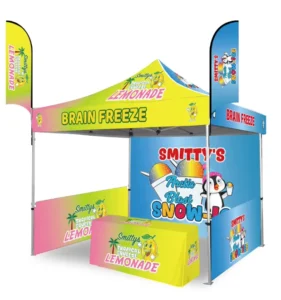 Custom Printed Portable Pop Commercial 10×10 Aluminum Frame Canopy Tent Hexagonal 600D Oxford Fabric UV/Waterproof
