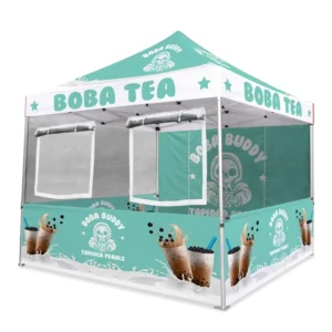 Custom-Printed Waterproof UV-Proof Pop-Up Tent for Street Drink Stalls, Portable Outdoor Advertising Tent