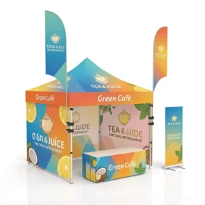 Custom Printing 10×10 40mm Hexagon Aluminum Frame 600D Oxford Waterproof Canopy Heavy Duty Advertising Trade Show Tent