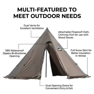 Custom Pyramid Summer Portable Hot Tent Waterproof SBS Zipper Anti-Condensation Vent Camping T002 Quick Automatic