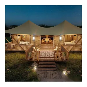 Custom Safari Hunt Tent Waterproof Canvas Glamping Tent for Family Camping Accommodation