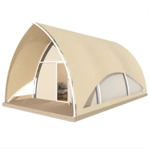 Custom Shell Shape Hotel Tent Arched Tunnel PVC Membrane Tented Lodge for Forest Retreat Boutique Campsite Accommodation