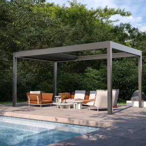 Custom Size Aluminium Gazebo Anti Corrosion Windproof Waterproof Outdoor Metal Pavilion Villa Patio Garden Sunshade Canopy