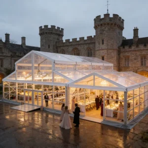 Custom Size Clear Event Tent with Aluminum Alloy Frame Transparent PVC Roof for Wedding Party Corporate Event Outdoor Gathering