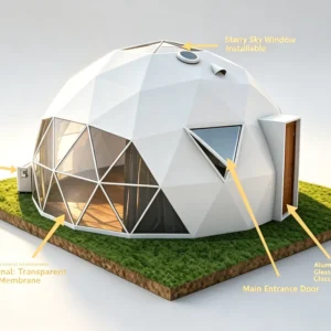 Custom Size PVC Star Geodesic Dome Prefab House for Commercial Camping Base Use