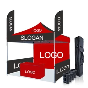 Custom Waterproof Trade Show Canopy Tent, Steel Frame, Two Roman Windows, Exhibit