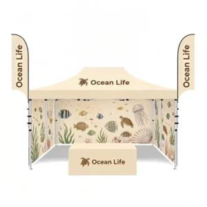Customizable 10×10 Eco-Friendly Waterproof Pop up Canopy Tent with Aluminum Frame and Logo for Events & Business Trade Shows