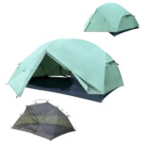 Customizable 2 Person Green Aluminum Straight Bracing Type Four Season Dome Camping Tent for Outdoor Adventures