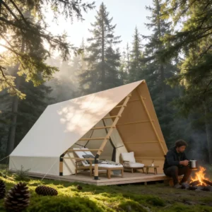 Customizable Deluxe Safari PVC/Cotton Oxford Waterproof Four-season Automatic Quick Opening Portable 1-2 Person One Bedroom Tent