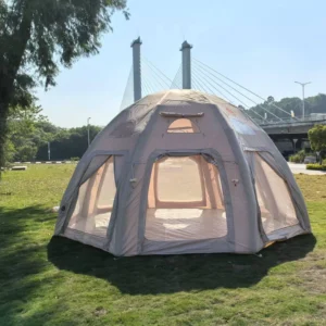 Customizable Khaki 8-Sided Inflatable Dome Tent One Bedroom Quick Opening 3000ml Waterproof Oxford Antibacterial Coating
