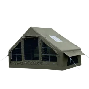 Customizable Logo Green Oxford Cloth Double U Shape Door 3 4 Person Inflatable Camping Tent Waterproof Strong 6.3m Area OEM ODM
