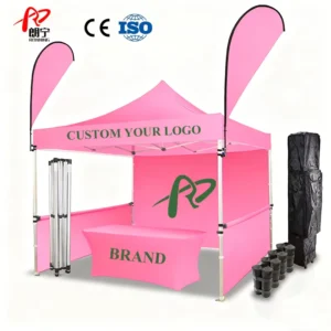 Customizable Logo Polyester Fabric Wind-Resistant Stakes Trade Show Tent for Tech Summits and Product Launch Displays