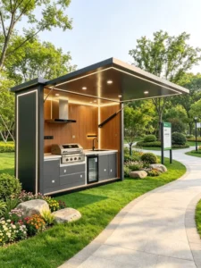 Customizable Pergola Kitchen Gazebo for Outdoor Villas, Patios, and Gardens