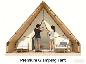 Customizable Safari PVC and Cotton Oxford Waterproof Four-season One-bedroom Hotel Tent with Quick Opening for Glamping Tourism