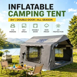 Customize Logo Luxury Large Inflatable Tent 6 8 Person Four Season Glamping Tent Tech Cotton Waterproof Camping Tent One Bedroom