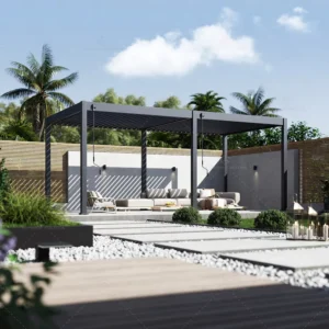 Customized Aluminum 3x3m / 3x6m Bioclimatic Louvered Pergola Canopy, Outdoor Patio Hardtop Gazebo, Backyard Garden
