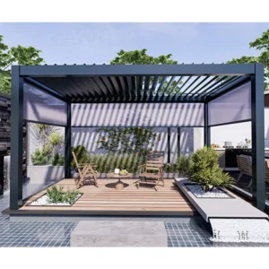 Customized Aluminum Alloy Powder Coated Pergola Waterproof Outdoor Patio Canopy Easily Assembled Windproof Gazebo Pavilion
