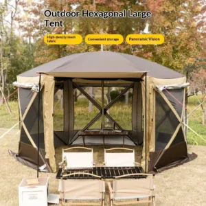 Customized Brown Outdoor Inflatable Rear Summer Camping Tent 420D Tear-Resistant Oxford Cloth Fiberglass Pole One Bedroom