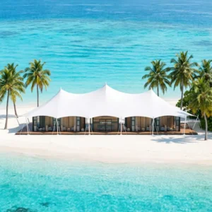 Customized High Quality Pvdf Fabric Hotel Tent Prefab Hotel Lodge Tent with Bathroom Prefabricated Modular Houses