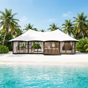 Customized High Quality Pvdf Fabric Hotel Tent Prefab Hotel Lodge Tent with Bathroom Prefabricated Modular Houses