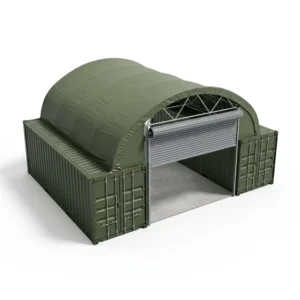 Customized Large Span Waterproof Fire Retardant Curved Dome Container Shelter for Warehouse Outdoor Construction Site Material